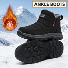 Men's Ankle Snow Boots Winter Insulated Short Boots Fur-lined Warm Cotton Shoes