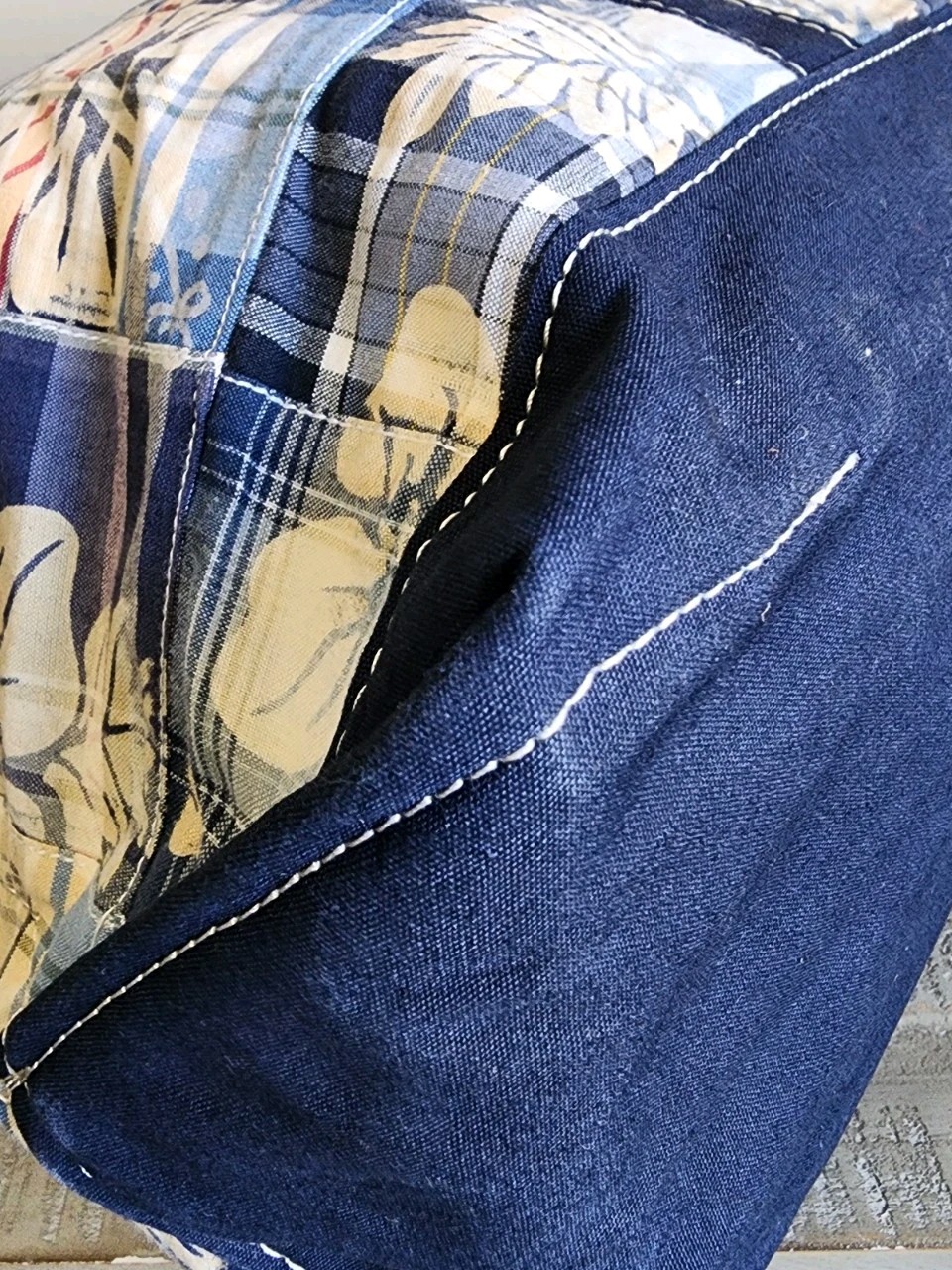 LL Bean Large Patchwork Madras Open Top Tote in B… - image 8