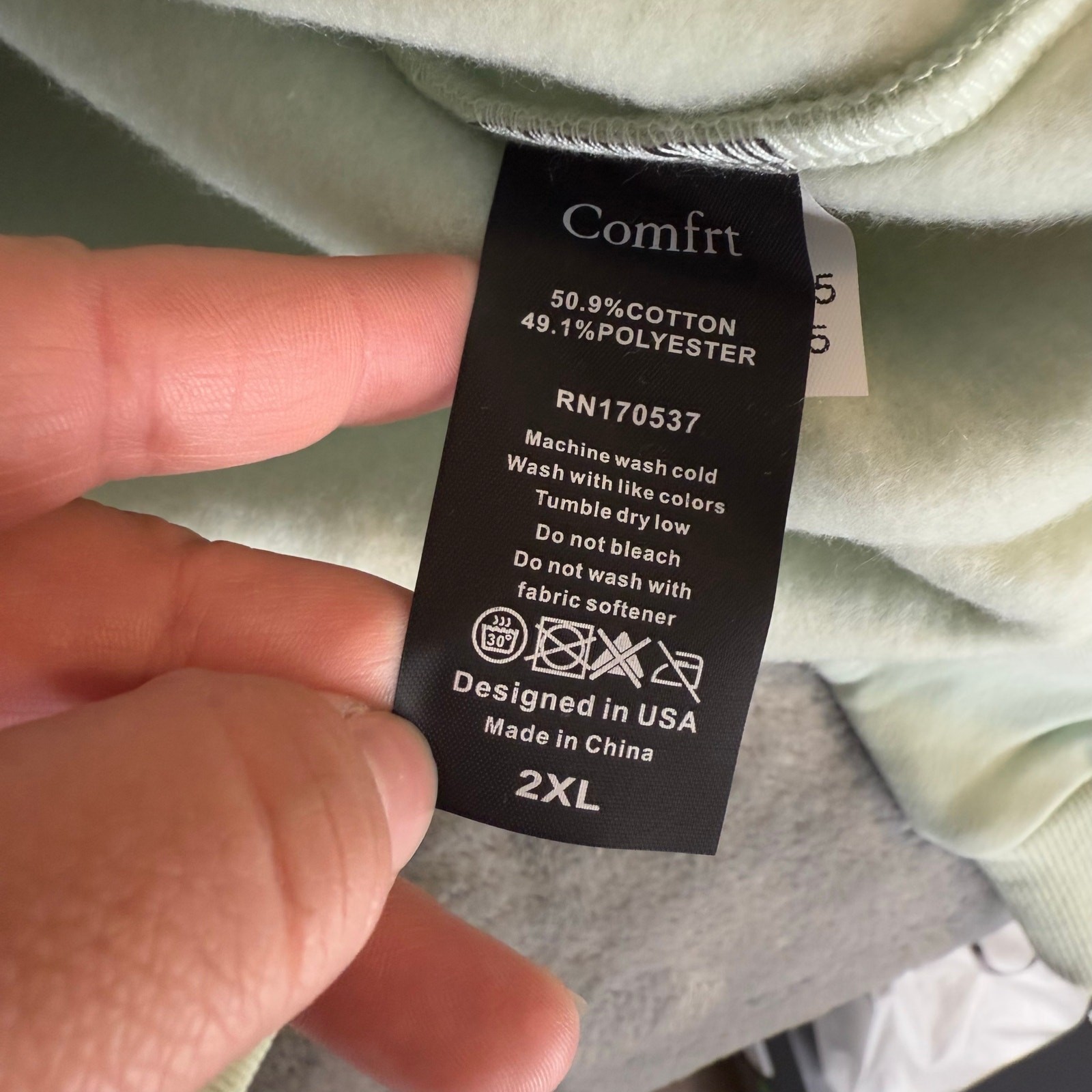 Comfrt Pastel Hoodie, Mint, 2XL 