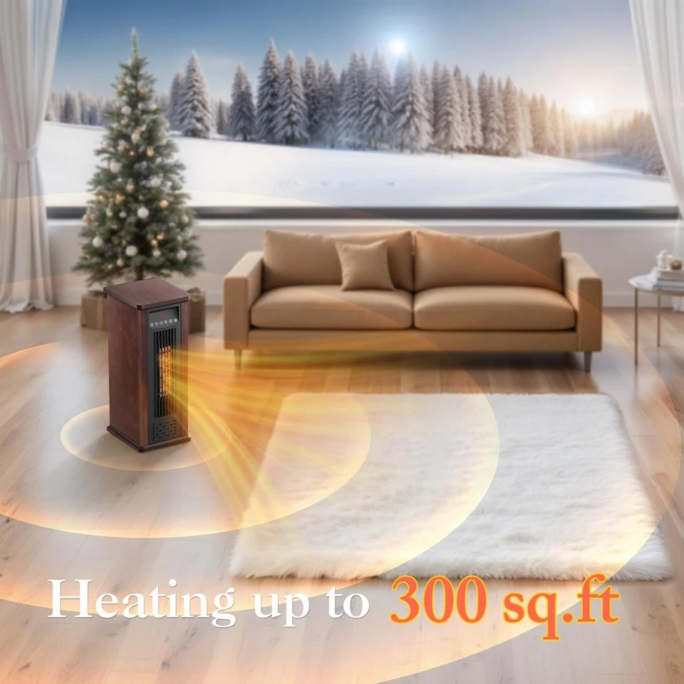 Lifeplus 1500W Electric Infrared Quartz Indoor Space Heater with Remote Control - Image 3 of 4