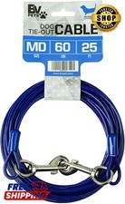 Dog Tie Out Cable 25 Feet - Heavy Duty Dog Lead up to 60 Pounds - Reflective