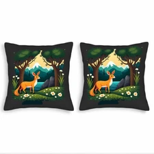 Set of 2 18x18in Throw Pillow Covers-Serene Forest Scene for Couch Bed Car Decor