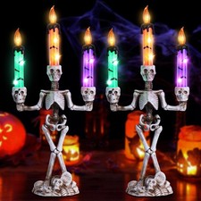 MEETYAMOR 2 Pcs Skull Halloween Candelabra Decorations Indoor, Halloween Cand...