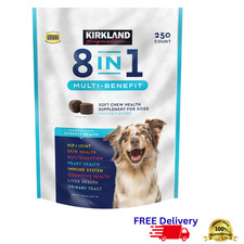 8-in-1 Multi-Benefit Dog Soft Chews Glucosamine Probiotics Omega-3 Chicken 250ct