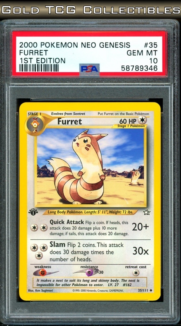PSA 10 ⭐️ Pokemon Furret 35 1st Edition Neo Genesis Vintage Non-Holo