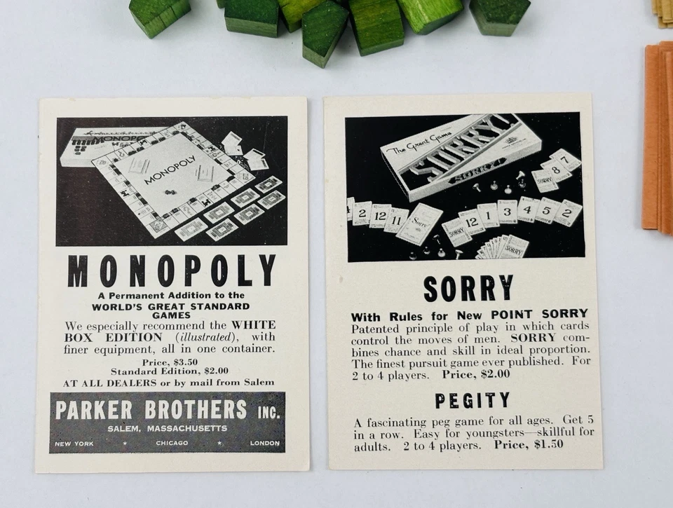 Vintage 1936 Parker Brothers MONOPOLY Board Game (No Board) - Image 4 of 4