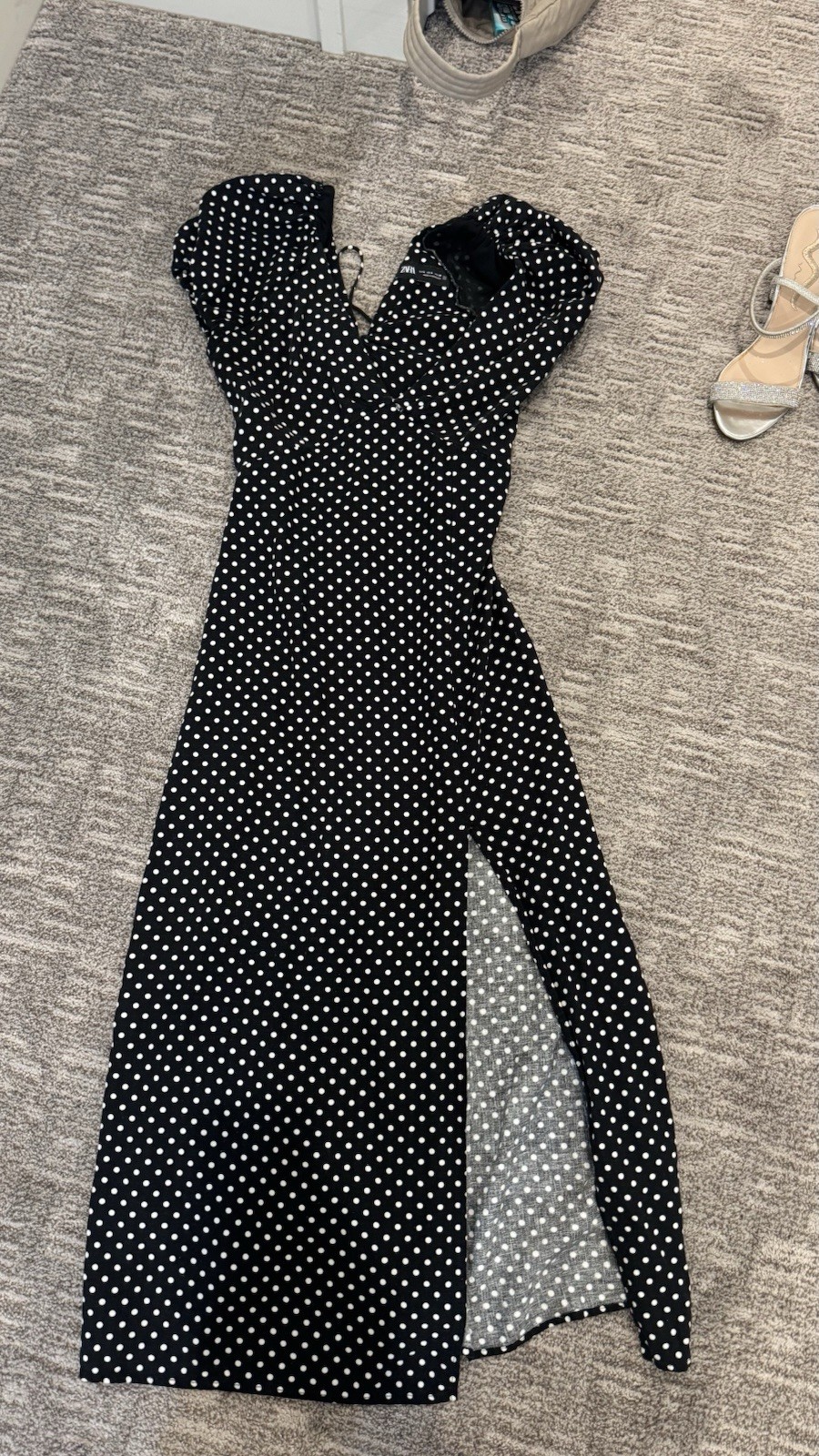 Zara Polka Dot Print Midi Dress Size Small