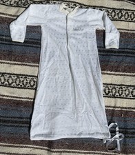 Vintage Baby Dior Infant Sleep Gown White Silver Diamond Print USA Made Layette