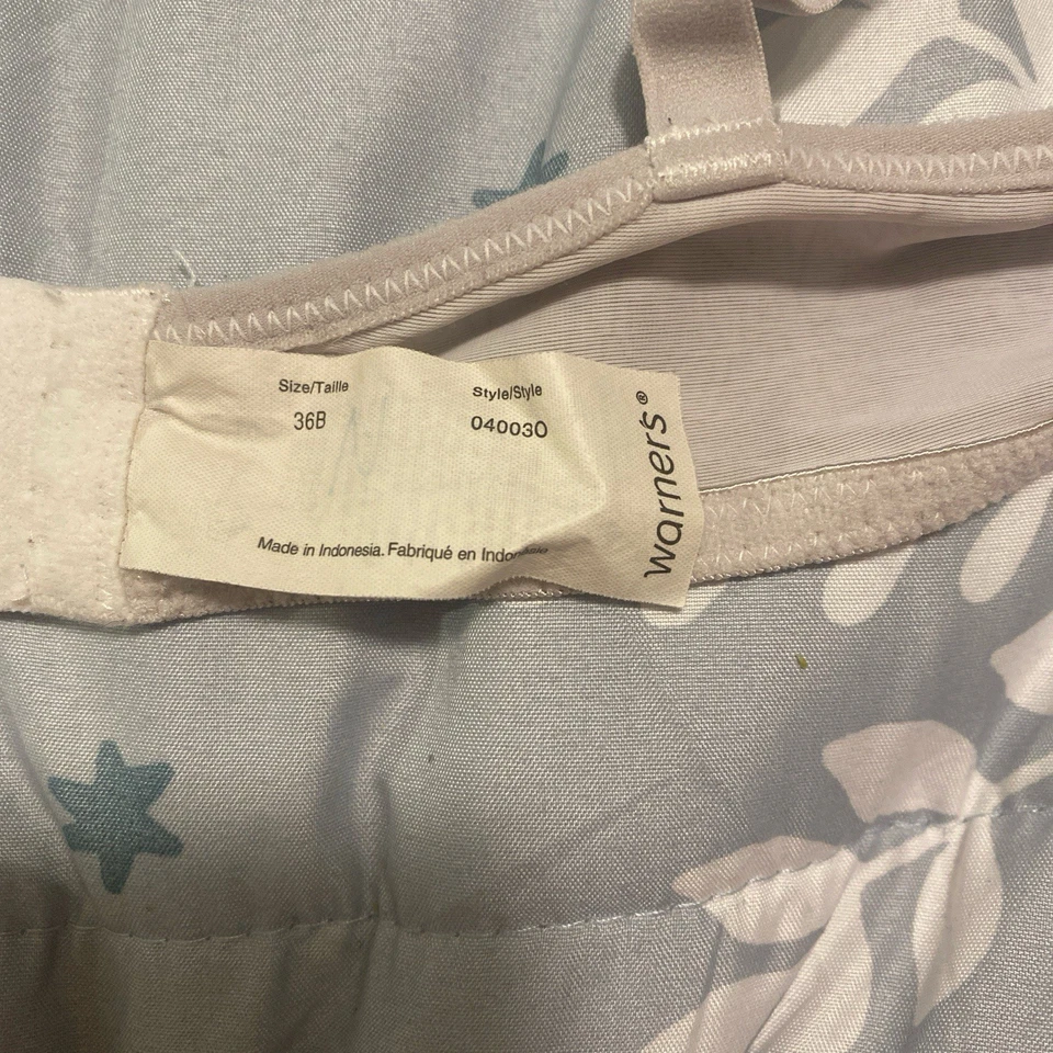 Warner's 36B Cushioned Structured Bra White With Grey Floral Detail - Image 4 of 4