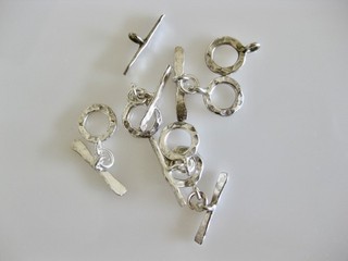 Karen Hill Silver Clasps 99% Silver Hammered 6 sets Thailand