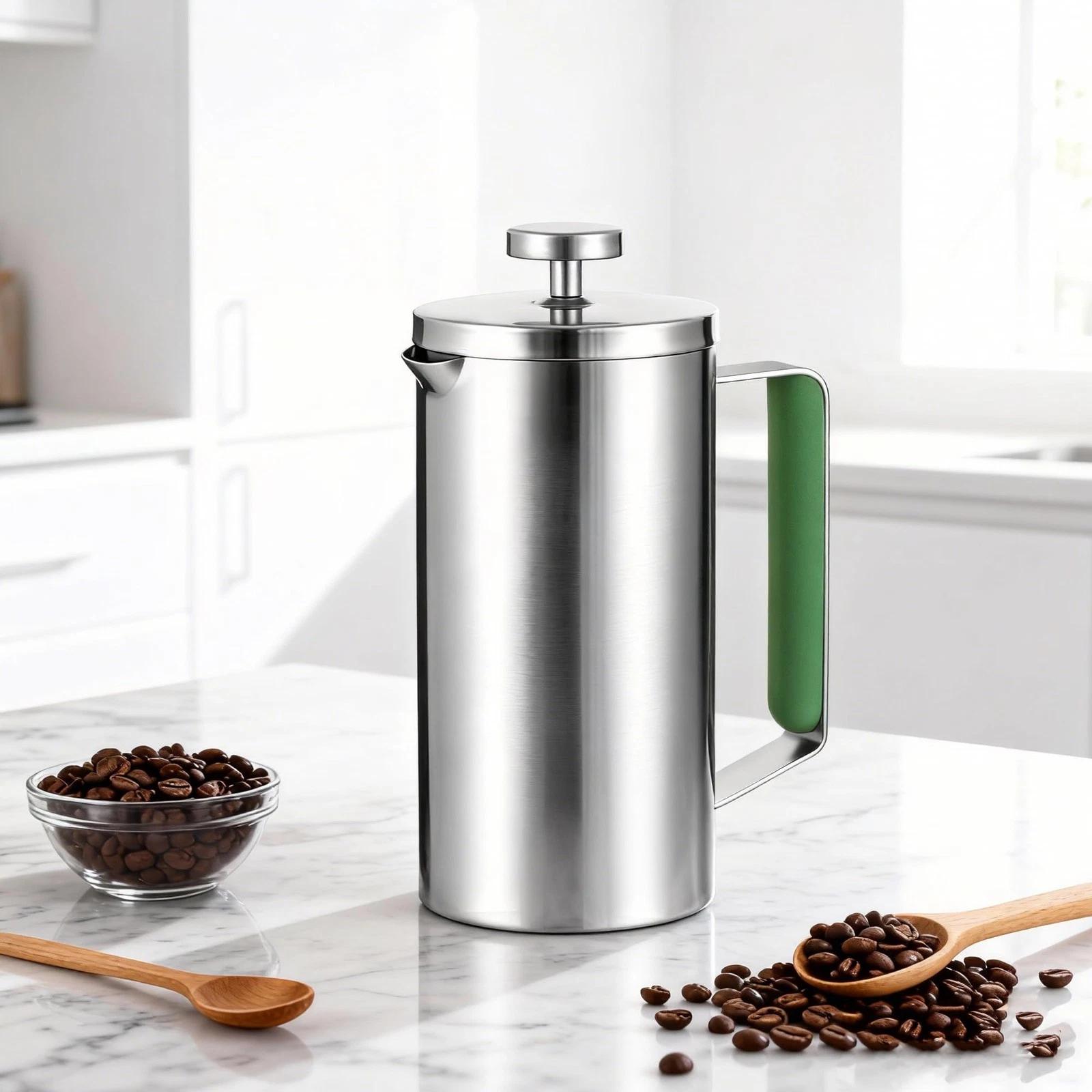 Stainless Steel French Press Coffee Maker 21OZ(0.6 Litre), Camping Coffee Pre...