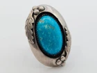 Vintage Navajo Old Pawn Signed MB 1975 14g .925 Sterling Silver Ring Turquoise