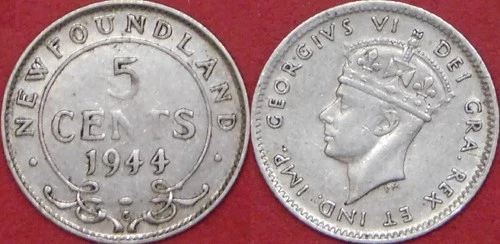 1944 Newfoundland 5 Cents — photo from the most recent tracked eBay sale