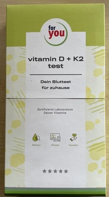 1 x For You Vitamina D3 + K2 Test Análisis de sangre para el hogar Certificado Strunz Nuevo - Imagen 1 de 2