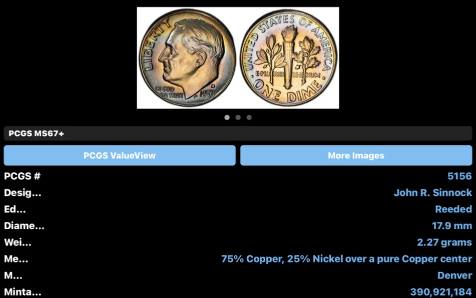 1979 D Roosevelt Dime 10C PCGS MS 64 Uncirculated Stunning Surface Error - Image 3 of 3