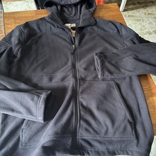 NWT Duluth Trading Co Jacket Mens Large Black Fleece GridLock Hooded Nylon