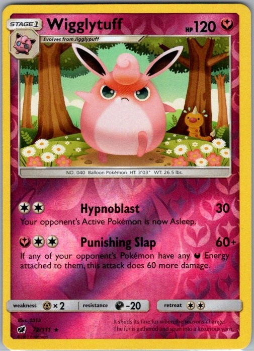 Wigglytuff 72/111 Reverse Holo Rare SM - Crimson Invasion NM