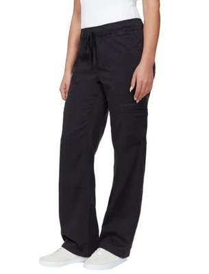 Buffalo Women's Pull-on Tencel Cargo Pant Black Size M Wide Waistband Tie Waist