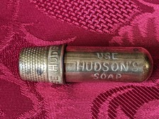 Rare 1895 Hudson's Soap Brass Sewing Thread Needle Thimble Holder Mum Christmas