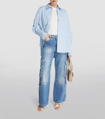 RRP 320$ Me+Em Womens Cargo Jeans Baggy Wide Leg Washed Trousers Blue Size 27