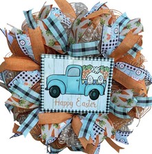 Spring Easter Bunny Carrot Wreath, Handmade wreath for front door