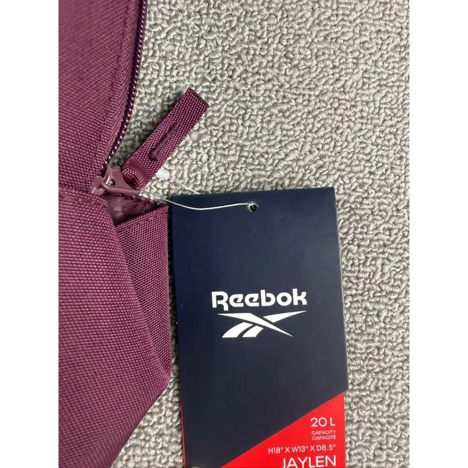 锐步背包男式紫色 Jaylen 20L 多口袋拉链标志旅行学校灯 — 第 3/4 张图片