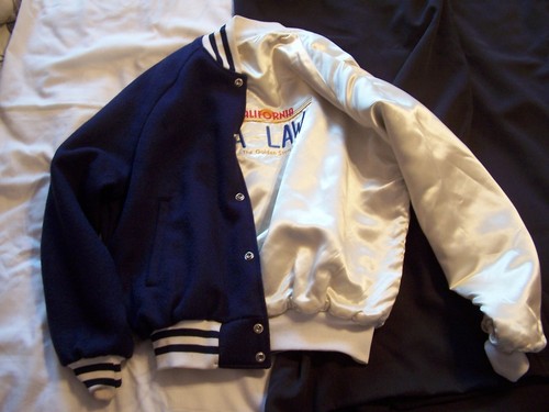 Vintage LA Law Memorabilia Wendejacke klein Satin Wolle bestickt 80er - Bild 1 von 12