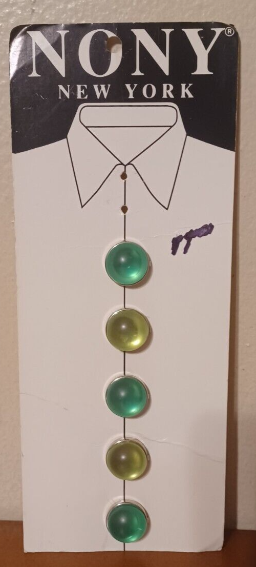 Vintage RARE RUNWAY NONY NEW YORK Green & Yellow Opaque Button Covers