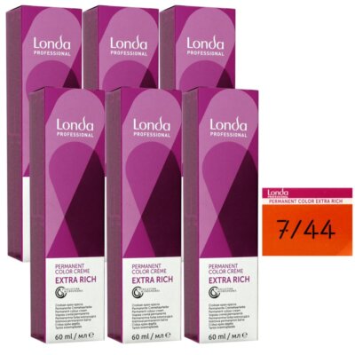 Londa Professional permanente Cremehaarfarbe Extra Rich 6 x 60 ml 7/44 mittelblo