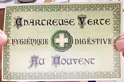 ORIGINAL LABEL LABEL GREEN CHARTREUSE LIQUEUR AT CONVENT 1900-165a-1115