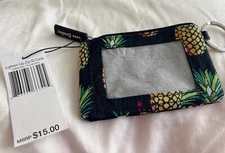 Vera Bradley Zip ID Card Holder Toucan Party Coin Case Wallet Pineapple Print
