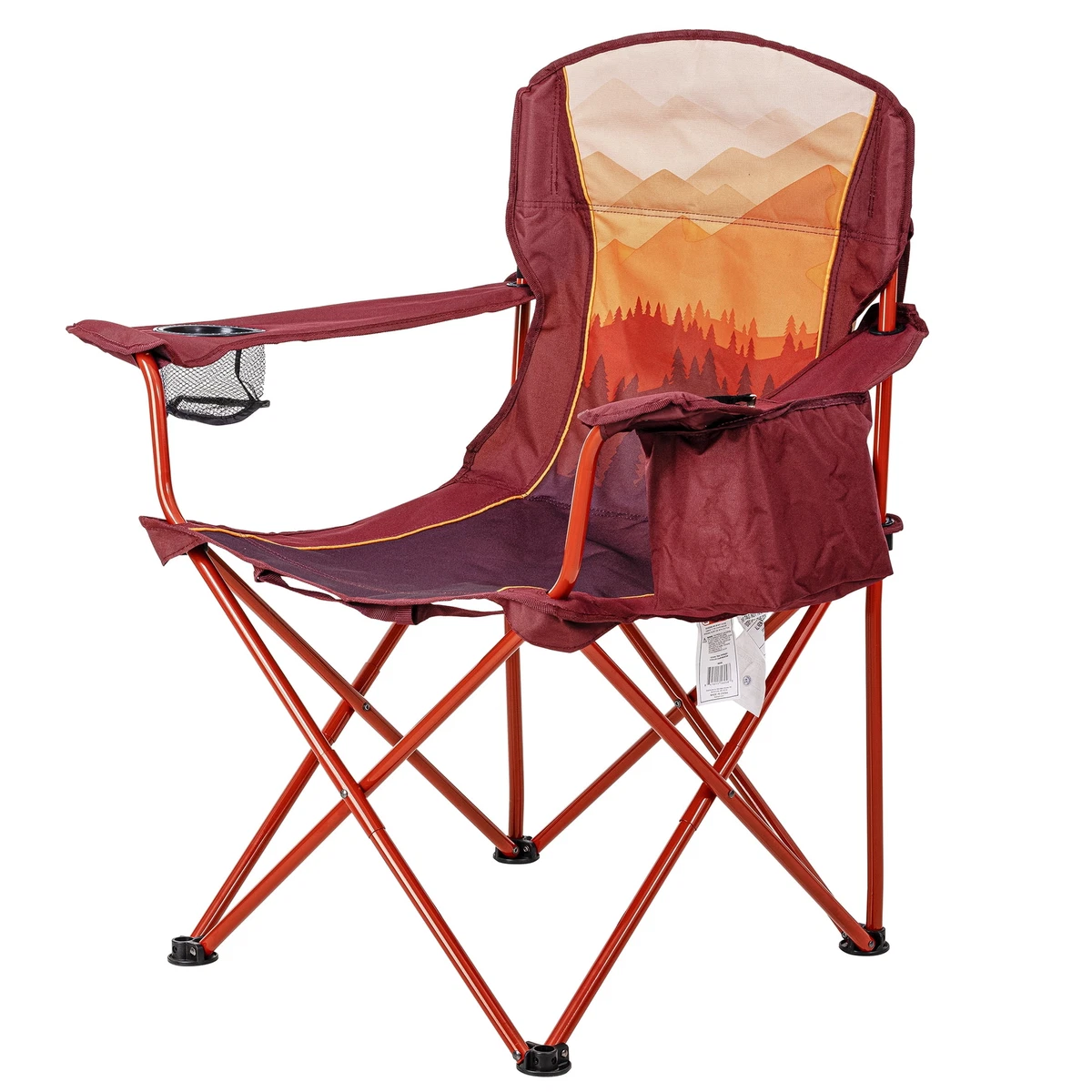 Ozark Trail Oversized Folding Chair Cooler Ombre Mountains Design Red Orange