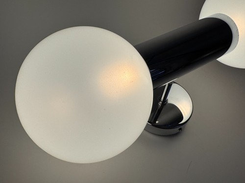 *2x SPACE AGE LAMPE MOTOKO ISHII FÜR STAFF 70ER RARITÄT WANDLAMPE CHROM GLAS - Picture 14 of 17