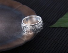 N27 Drehring Tiere des Feng Shui Drache Phönix Tiger Schildkröte Silber 925