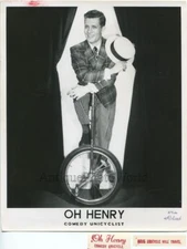 Oh Henry comedy unicycle bicycle circus performer vintage photo