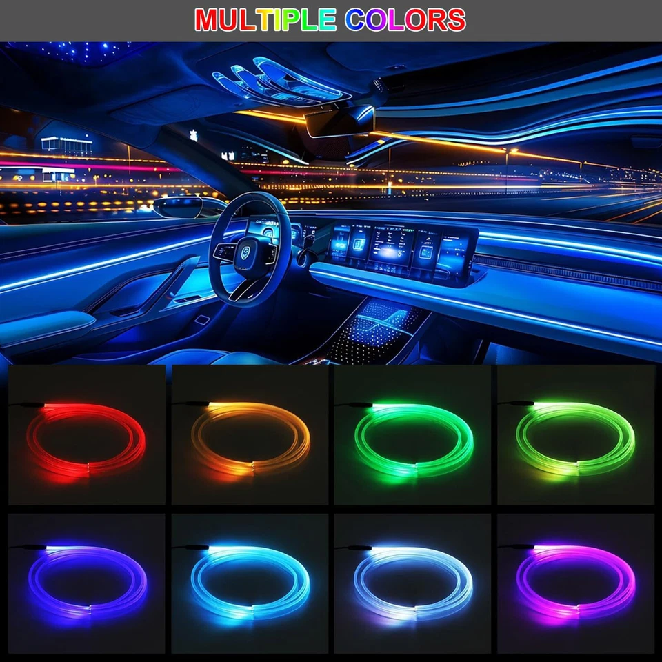 Tira de luz LED atmósfera neón decoración interior coche camión colores RGB + control remoto Foto 2 de 4