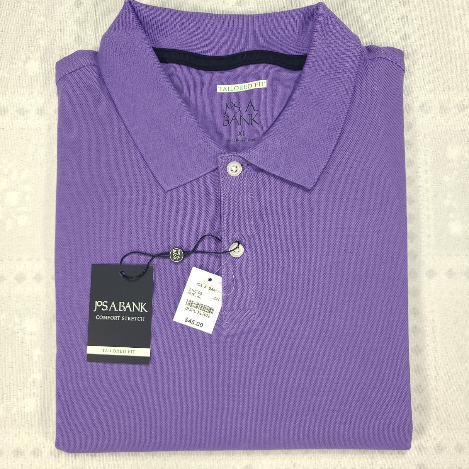 Jos A Bank Polo Shirt Size XL Pique Cotton Tailored Fit NEW NWT Purple #049