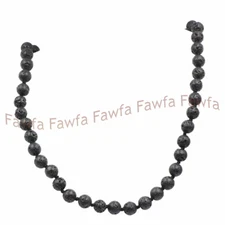 Fashion 8mm Natural Black Volcanic Lava Gemstone Round Bead Necklace 18" 