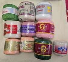 10 Crochet Threads Mixed Lot New  Vintage South Maid, DMC, J P Coats, Etc
