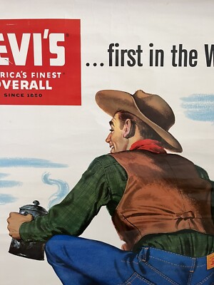 Vintage Levi's Overalls 501 Banner Poster RARE 1950's | eBay