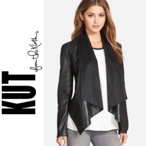 Kloth Faux Leather Drape Jacket | eBay