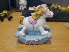 Rocking Horse Figurine Nursery Collectible Molded Resin 3.5" long, 3.25" Tall