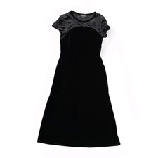 Vtg Y2K My Michelle Dress Womens 7/8 Black Velvet Burnout Maxi Dress Lace USA
