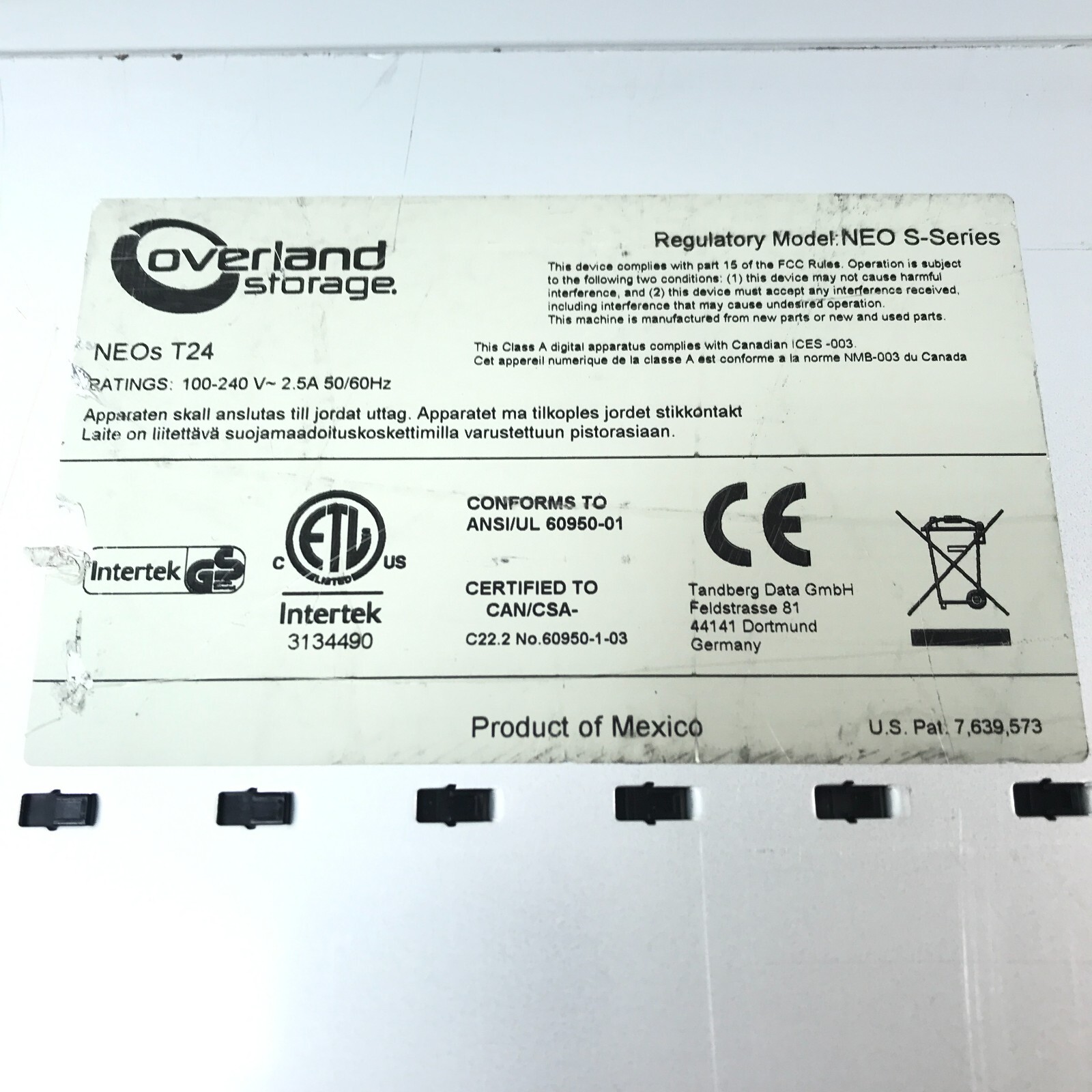 Overland Storage NEO SSeries T24 SAS Tape Library LTO7 w/ 38L7604
