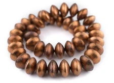 Ethiopian Copper Saucer Beads 24mm African Large Hole 24 Inch Strand Handmade