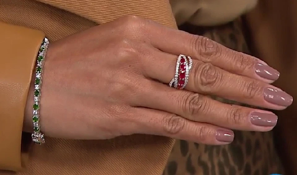 Anillo Colleen Lopez Oro 10K Genuino Rojo RUBÍ y Circón Blanco Anillo Talla 9 Foto 2 de 4