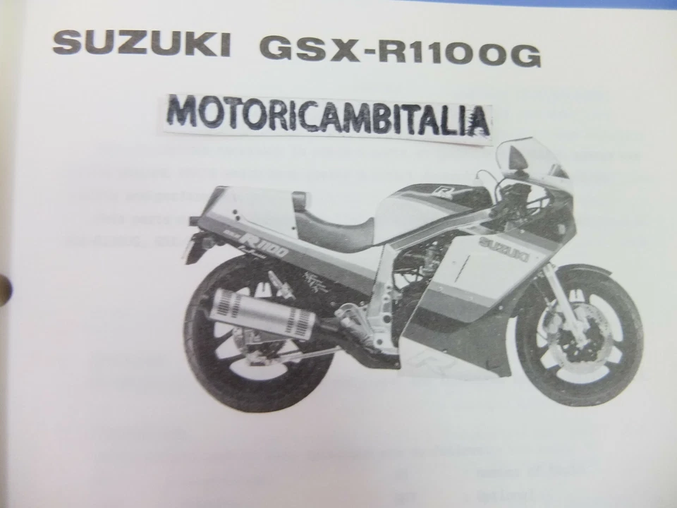 Sukuki GSX R 1100 Moto Manual Catálogo Piezas de Repuesto Spare A Motorcycle - Imagen 3 de 4