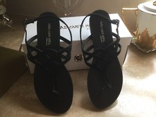 Head Over Heels By Dune Black Micro Fibre Embellished Toe Post Sandals (BNIB)