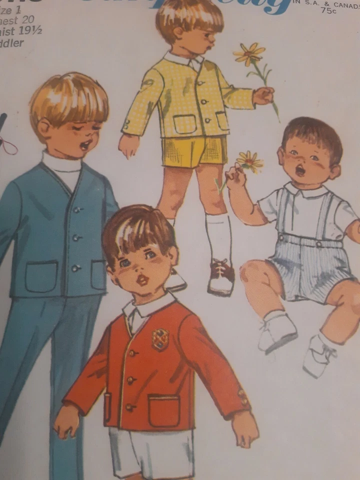 Jacket Pants Suit Shorts Simplicity Sewing Pattern 8118 Toddlers 1 Boys Cut VTG - Image 2 of 4