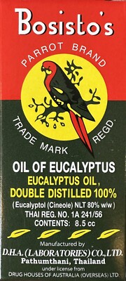 Bosisto s Parrot Brand Oil Of Eucalyptus Double Distilled 100% 8.5 cc